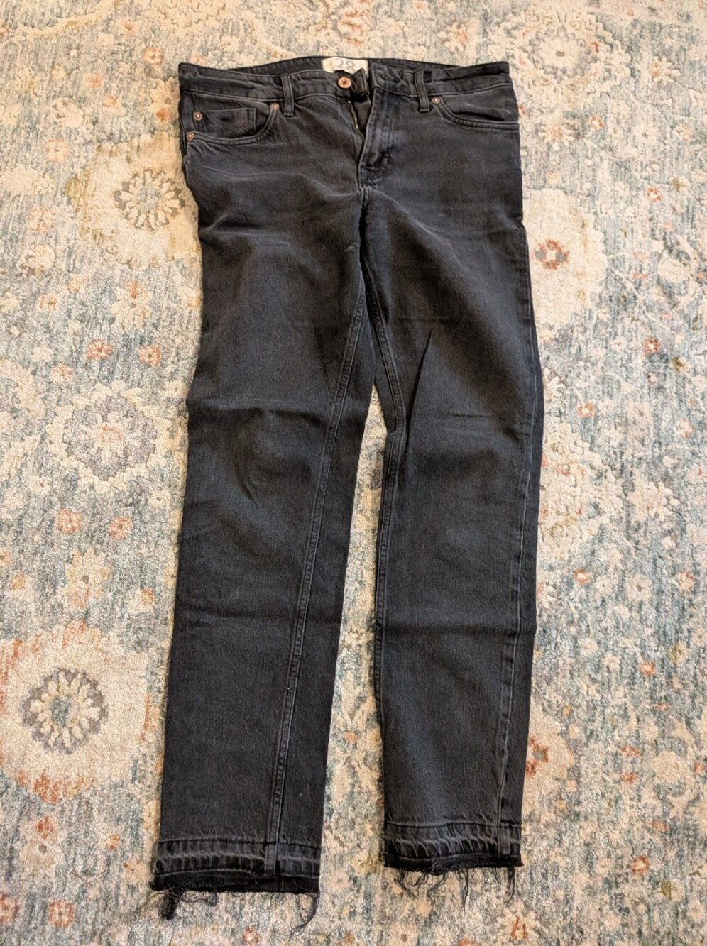 Free People Black Straight-Leg Jeans